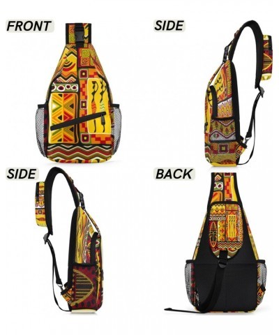 African Women Geometric Print Sling Crossbody Bag for Women Men, Sling Backpack Travel Hiking Casual Daypack Chest Bag Purse ...