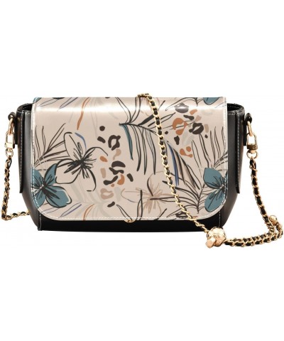 Trendy Floral Leopard Black Purse Crossbody for Womens Black Bag with Credit Card Slots Small Purses $23.19 Crossbody Bags