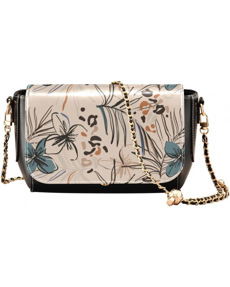 Trendy Floral Leopard Black Purse Crossbody for Womens Black Bag with Credit Card Slots Small Purses $23.19 Crossbody Bags