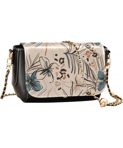 Trendy Floral Leopard Black Purse Crossbody for Womens Black Bag with Credit Card Slots Small Purses $23.19 Crossbody Bags