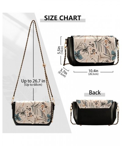 Trendy Floral Leopard Black Purse Crossbody for Womens Black Bag with Credit Card Slots Small Purses $23.19 Crossbody Bags