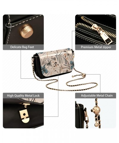 Trendy Floral Leopard Black Purse Crossbody for Womens Black Bag with Credit Card Slots Small Purses $23.19 Crossbody Bags