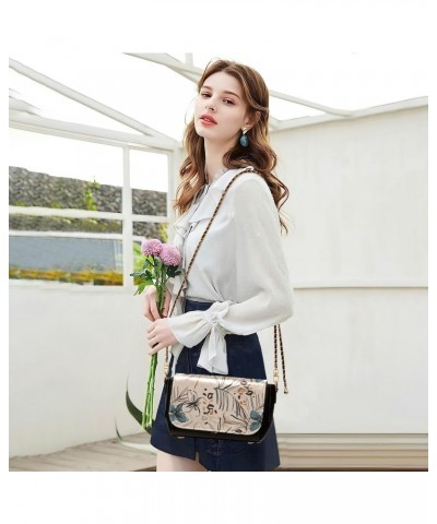 Trendy Floral Leopard Black Purse Crossbody for Womens Black Bag with Credit Card Slots Small Purses $23.19 Crossbody Bags