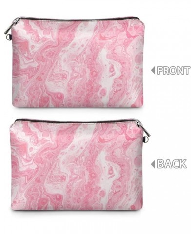 Women's Leather Clutch Purses Cell Phone Holder Card Keys Money Pouch Makeup Cases Pink Marble Texture $10.59 Evening Bags