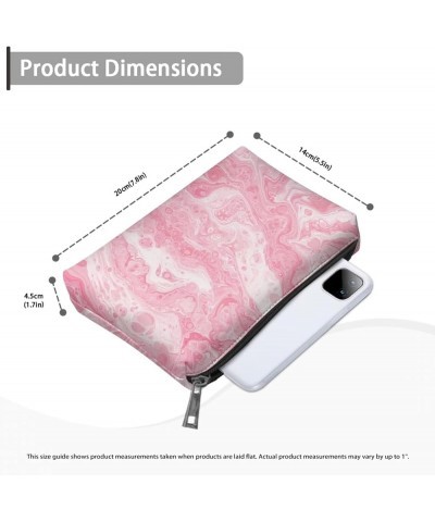 Women's Leather Clutch Purses Cell Phone Holder Card Keys Money Pouch Makeup Cases Pink Marble Texture $10.59 Evening Bags