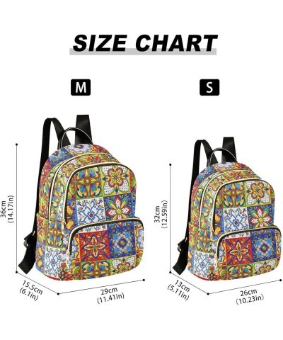 Mexican Talavera Ceramic Tile Backpack Purse for Women Fashion Small Mini Backpack Daypacks Purse Handbag Back Pack Lady Purs...