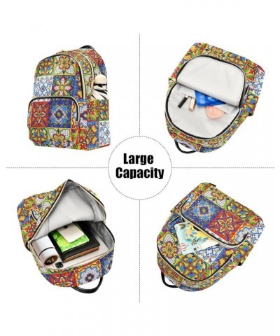 Mexican Talavera Ceramic Tile Backpack Purse for Women Fashion Small Mini Backpack Daypacks Purse Handbag Back Pack Lady Purs...