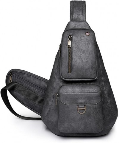 Sling Bag for Women Pu Leather Multi-Pockets Chest Bag Casual Shoulder Satchel Daypack Crossbody Sling Backpack Grey $21.75 C...