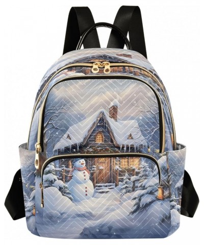 Beautiful House Snowman Snow Christmas Women Backpack Purse Ladies Fashion Shoulder Bag Daypack Travel Bag 7.5L Medium $17.04...