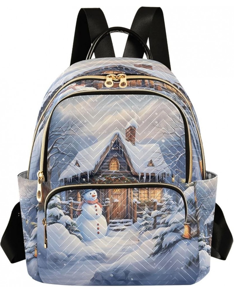 Beautiful House Snowman Snow Christmas Women Backpack Purse Ladies Fashion Shoulder Bag Daypack Travel Bag 7.5L Medium $17.04...