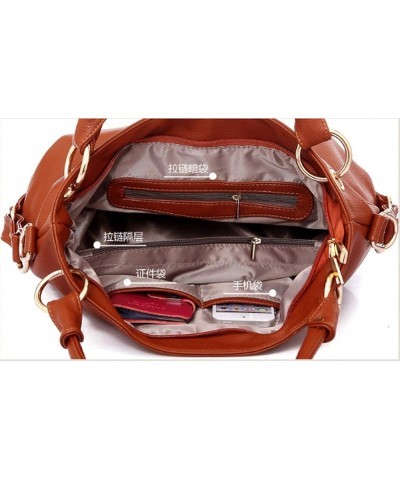 Women's PU Single Shoulder Bag Tassel Stitching Large Capacity Shoulder Shopping Bag Brown $37.03 Totes