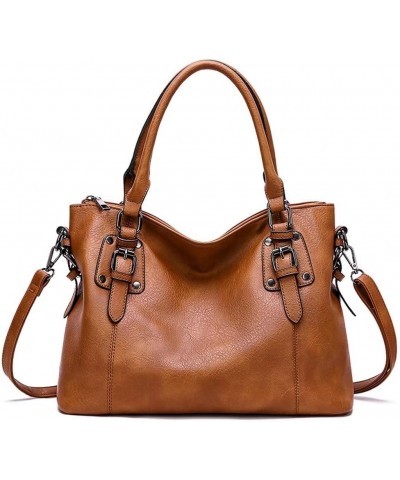 Tote Bag for Women Top Handle Handbag Large Capacity Shoulder Bag PU Leather Crossbody Bag Retro Satchel Purse Brown $23.00 S...