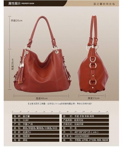 Women's PU Single Shoulder Bag Tassel Stitching Large Capacity Shoulder Shopping Bag Brown $37.03 Totes