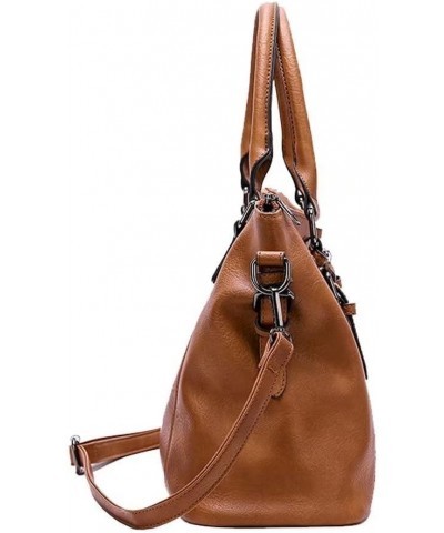 Tote Bag for Women Top Handle Handbag Large Capacity Shoulder Bag PU Leather Crossbody Bag Retro Satchel Purse Brown $23.00 S...