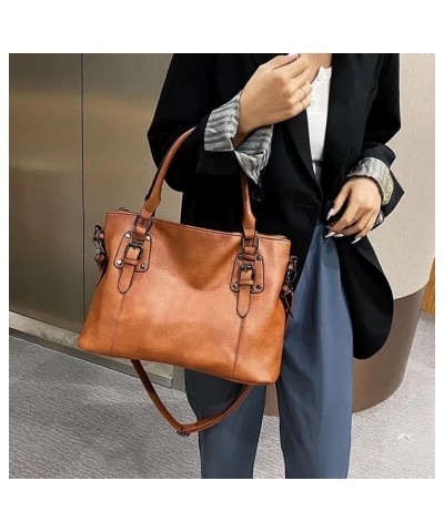 Tote Bag for Women Top Handle Handbag Large Capacity Shoulder Bag PU Leather Crossbody Bag Retro Satchel Purse Brown $23.00 S...