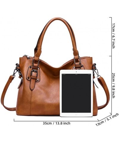 Tote Bag for Women Top Handle Handbag Large Capacity Shoulder Bag PU Leather Crossbody Bag Retro Satchel Purse Brown $23.00 S...