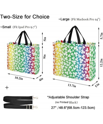 St. Patrick's Day Rinbow Shamrock Clover Corduroy Crossbody Tote Bag for Gym Multi $13.75 Totes