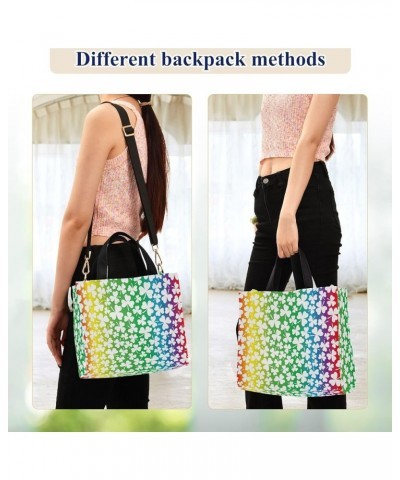 St. Patrick's Day Rinbow Shamrock Clover Corduroy Crossbody Tote Bag for Gym Multi $13.75 Totes