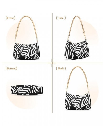 Women Chain Shoulder Purse Bag With Zipper Animal Print Skins Print, Zebra Silhouette Hobo Tote Clutch Handbags with Chain St...