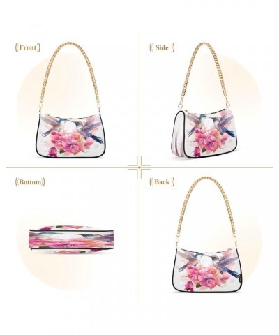 Shoulder Bags for Women Blue Birds Spring Pink Floral Hobo Tote Handbag Small Clutch Purse with Zipper Closure $15.80 Shoulde...