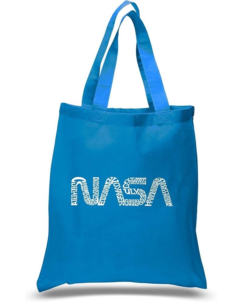 LA Pop Art Small Word Art Tote Bag - Worm NASA Sapphire $7.64 Totes