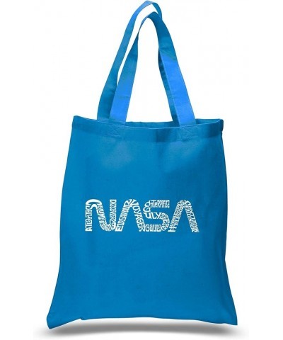 LA Pop Art Small Word Art Tote Bag - Worm NASA Sapphire $7.64 Totes