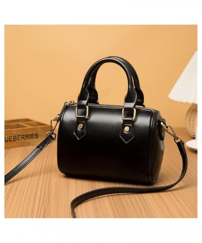 Genuine Leather Womens Bags Handbags Quality Retro Luxury Crossbody Bags for Women Totes Shoulder Bag (Color : Black, Size : ...