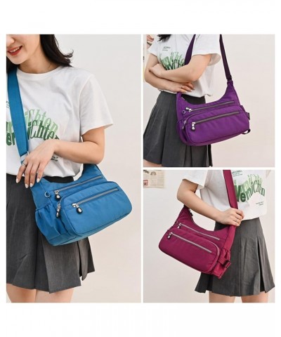 Crossbody Purse Bag Fabric Nylon Multi Pocket Tote Ladies Messenger Handbag 2-blue $13.12 Totes