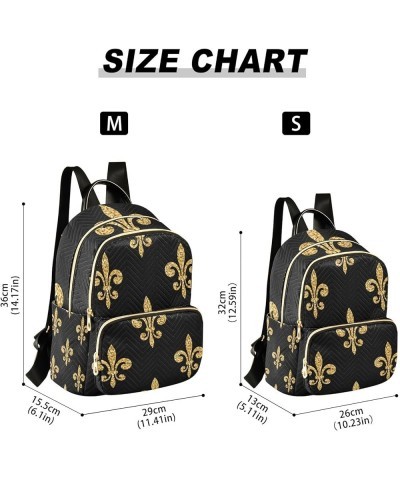 Mardi Gras Women Backpack Fleur De Lis Diamond Golden Travel Bag Compact Daily Bag Small $16.42 Backpacks