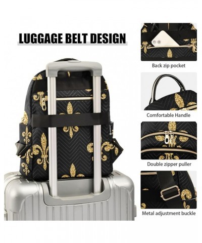 Mardi Gras Women Backpack Fleur De Lis Diamond Golden Travel Bag Compact Daily Bag Small $16.42 Backpacks