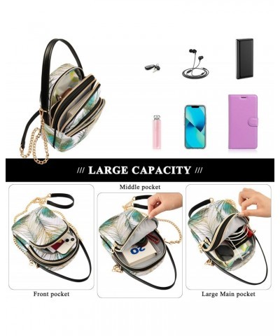 Peacock Feathers Crossbody Bag for Women Cell Phone Purse Wallet with Removable Chain Shoulder Handbag for Passport Phone Wor...