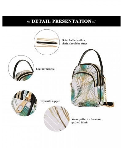 Peacock Feathers Crossbody Bag for Women Cell Phone Purse Wallet with Removable Chain Shoulder Handbag for Passport Phone Wor...