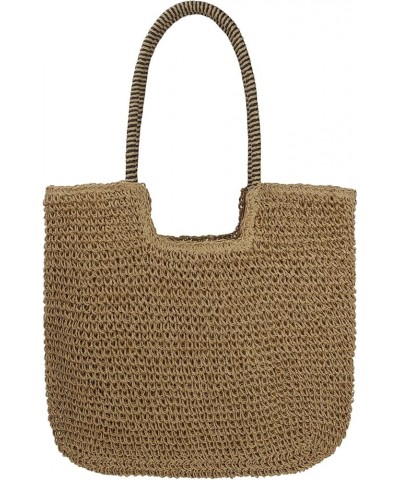 Women Large Straw Beach Bag Handmade Woven Shoulder Bags Hobo Tote Handbag Purse for Summer B-brown $18.07 Totes