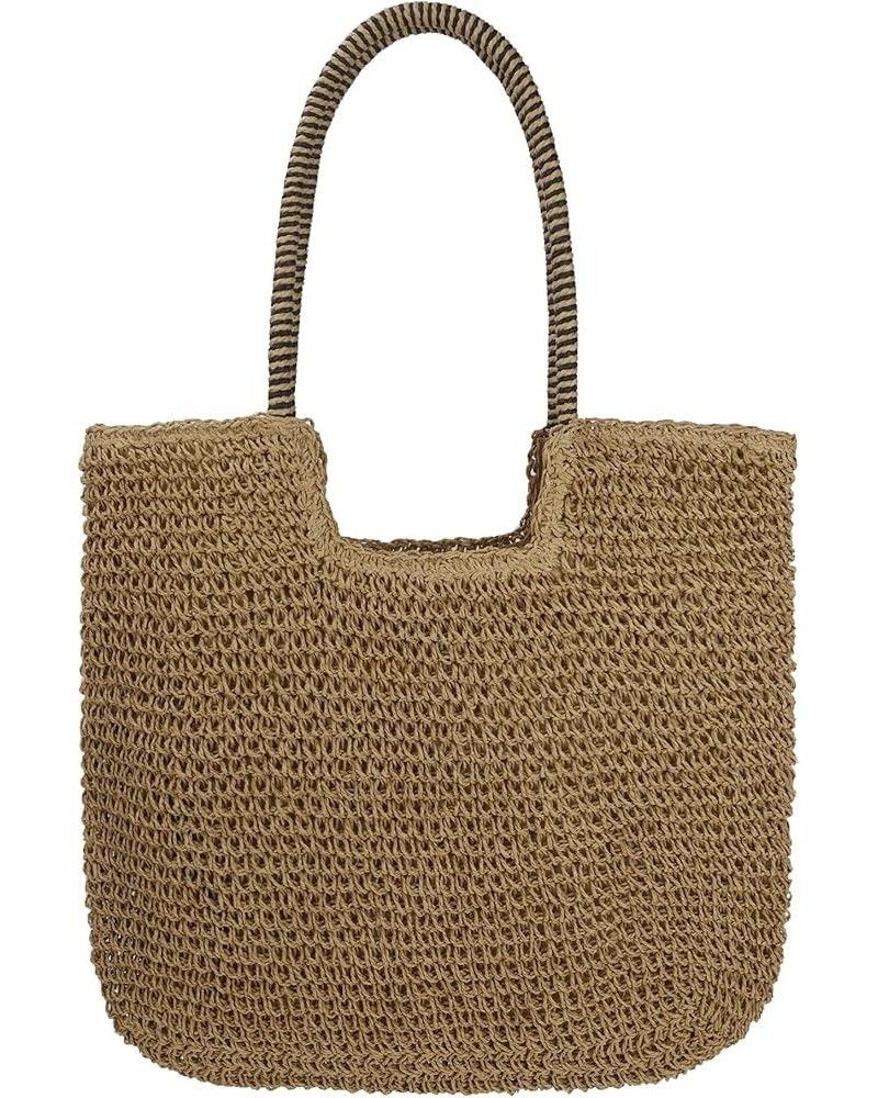 Women Large Straw Beach Bag Handmade Woven Shoulder Bags Hobo Tote Handbag Purse for Summer B-brown $18.07 Totes