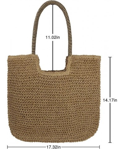 Women Large Straw Beach Bag Handmade Woven Shoulder Bags Hobo Tote Handbag Purse for Summer B-brown $18.07 Totes