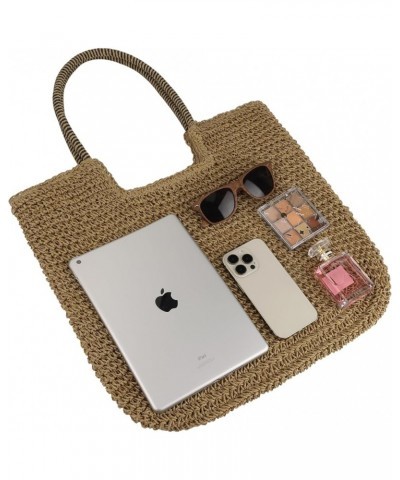 Women Large Straw Beach Bag Handmade Woven Shoulder Bags Hobo Tote Handbag Purse for Summer B-brown $18.07 Totes