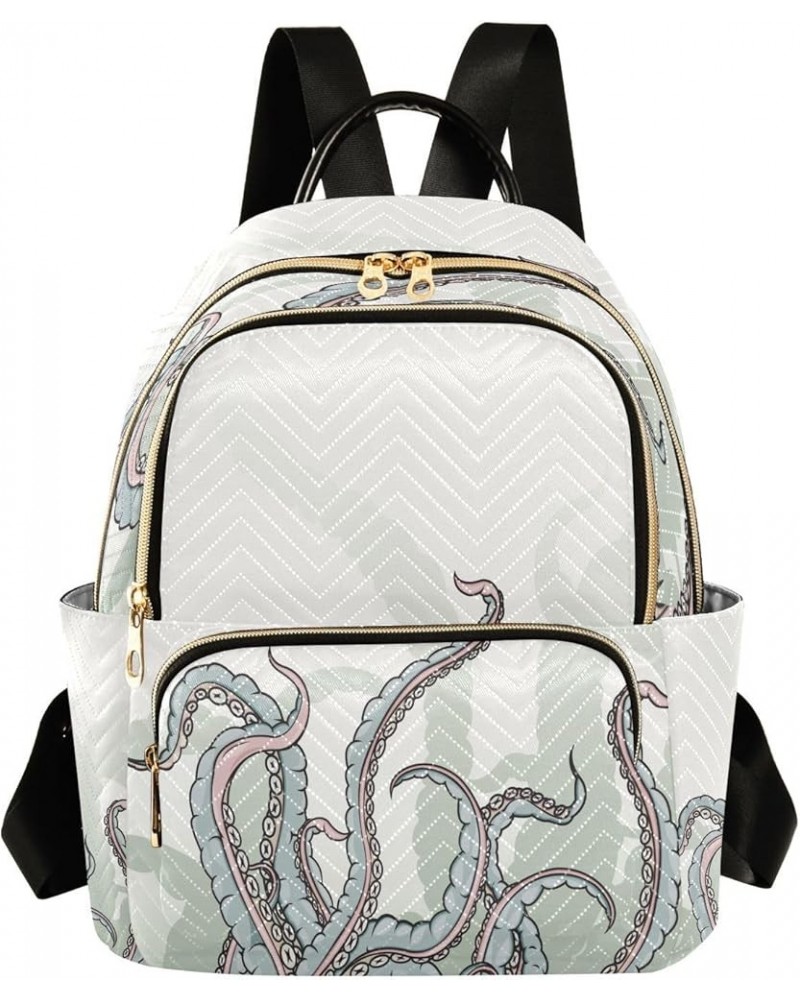 Backpack Purse for Women Drawing Of Tentacles, Mini Fashion Backpack Octopus Lightweight Casual Daypack Shoulder Bag Travel B...