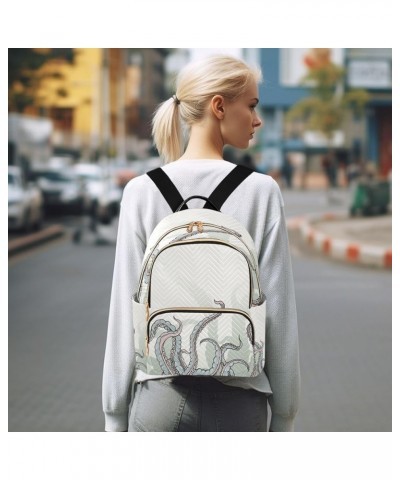 Backpack Purse for Women Drawing Of Tentacles, Mini Fashion Backpack Octopus Lightweight Casual Daypack Shoulder Bag Travel B...