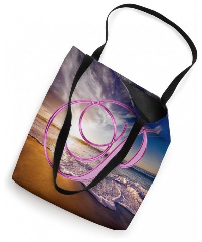 P Pink Beach Ocean Sunset Sand Wave Initial Letter Name Tote Bag $9.61 Totes