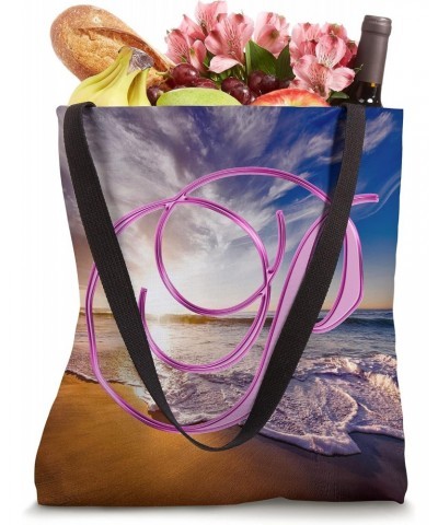 P Pink Beach Ocean Sunset Sand Wave Initial Letter Name Tote Bag $9.61 Totes