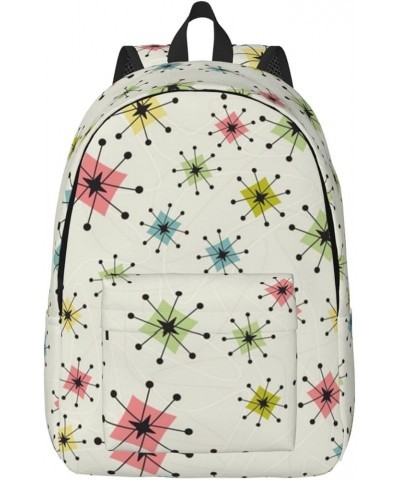 Atomic Stars Pattern Print Unisex Canvas Backpack Cute Backpack For Travel Sports Casual Aesthetic Backpack Black Small $17.3...