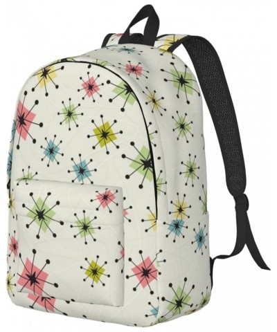 Atomic Stars Pattern Print Unisex Canvas Backpack Cute Backpack For Travel Sports Casual Aesthetic Backpack Black Small $17.3...