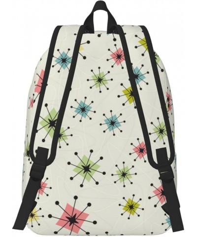 Atomic Stars Pattern Print Unisex Canvas Backpack Cute Backpack For Travel Sports Casual Aesthetic Backpack Black Small $17.3...