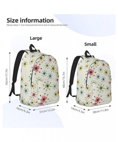 Atomic Stars Pattern Print Unisex Canvas Backpack Cute Backpack For Travel Sports Casual Aesthetic Backpack Black Small $17.3...