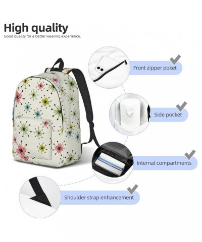 Atomic Stars Pattern Print Unisex Canvas Backpack Cute Backpack For Travel Sports Casual Aesthetic Backpack Black Small $17.3...