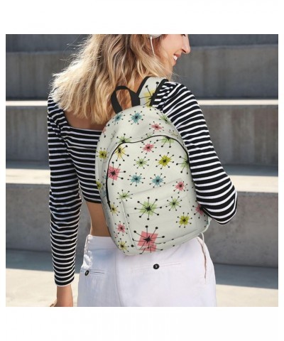 Atomic Stars Pattern Print Unisex Canvas Backpack Cute Backpack For Travel Sports Casual Aesthetic Backpack Black Small $17.3...