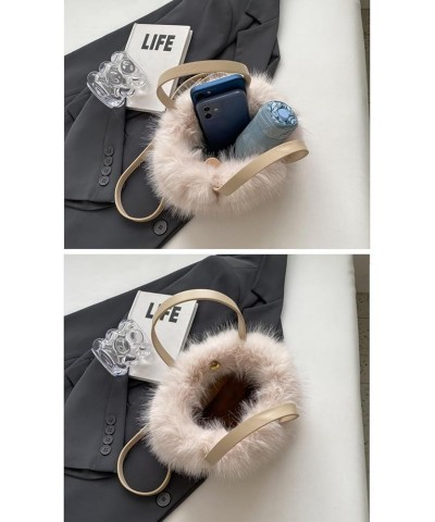 Women Small Faux Fox Fur Tote Bag Mini Furry Top Handle Bag Plush Shoulder Bag Crossbody Bag Handbag Pink $12.22 Totes