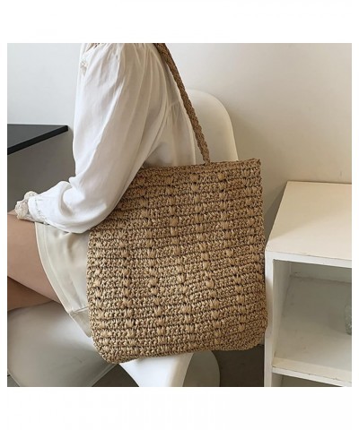 Ladies Summer Beach Handbag Rattan Straw Handmade Large Capacity Handbag Women's Bohemian Travel Shoulder Bag Beige $31.89 Sh...