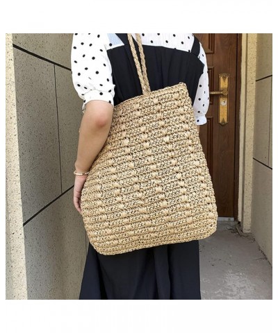 Ladies Summer Beach Handbag Rattan Straw Handmade Large Capacity Handbag Women's Bohemian Travel Shoulder Bag Beige $31.89 Sh...