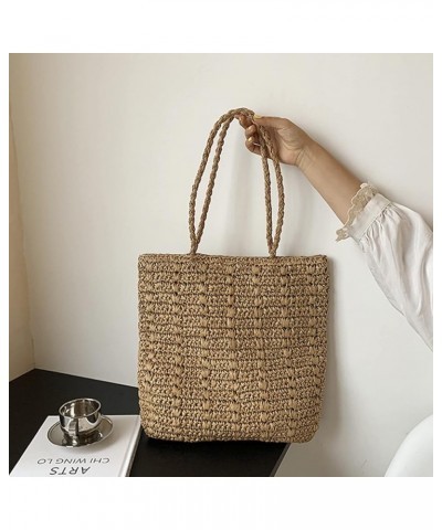 Ladies Summer Beach Handbag Rattan Straw Handmade Large Capacity Handbag Women's Bohemian Travel Shoulder Bag Beige $31.89 Sh...